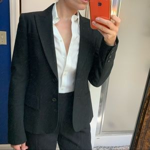 NEW Theory Black Blazer 6 Textured Cotton Wool